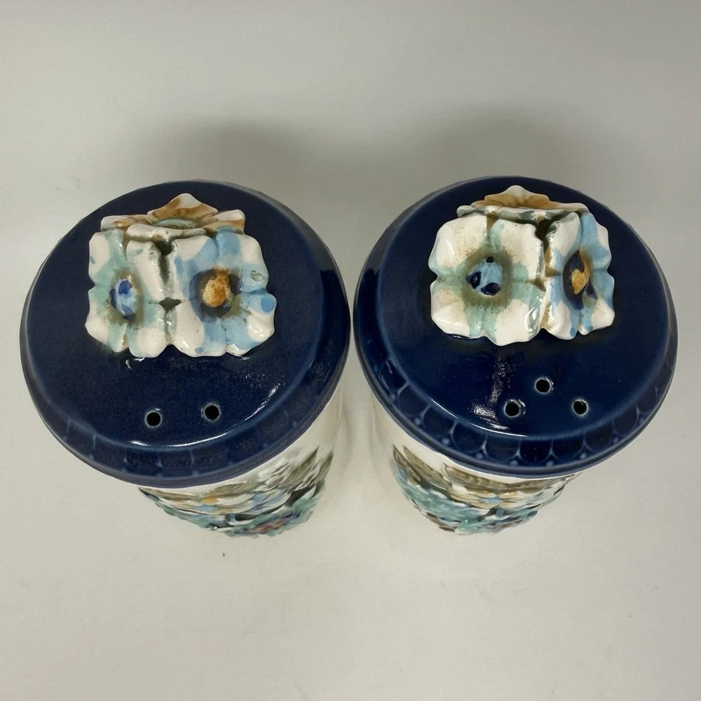Vintage Tilso Ceramic Salt And Pepper Shakers  Floral Flower Large